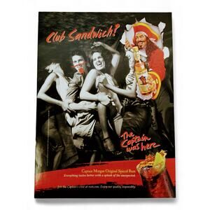 2001 Captain Morgan Print Ad Club Sandwich‎ Dancing Trio y2k Party Culture Humor